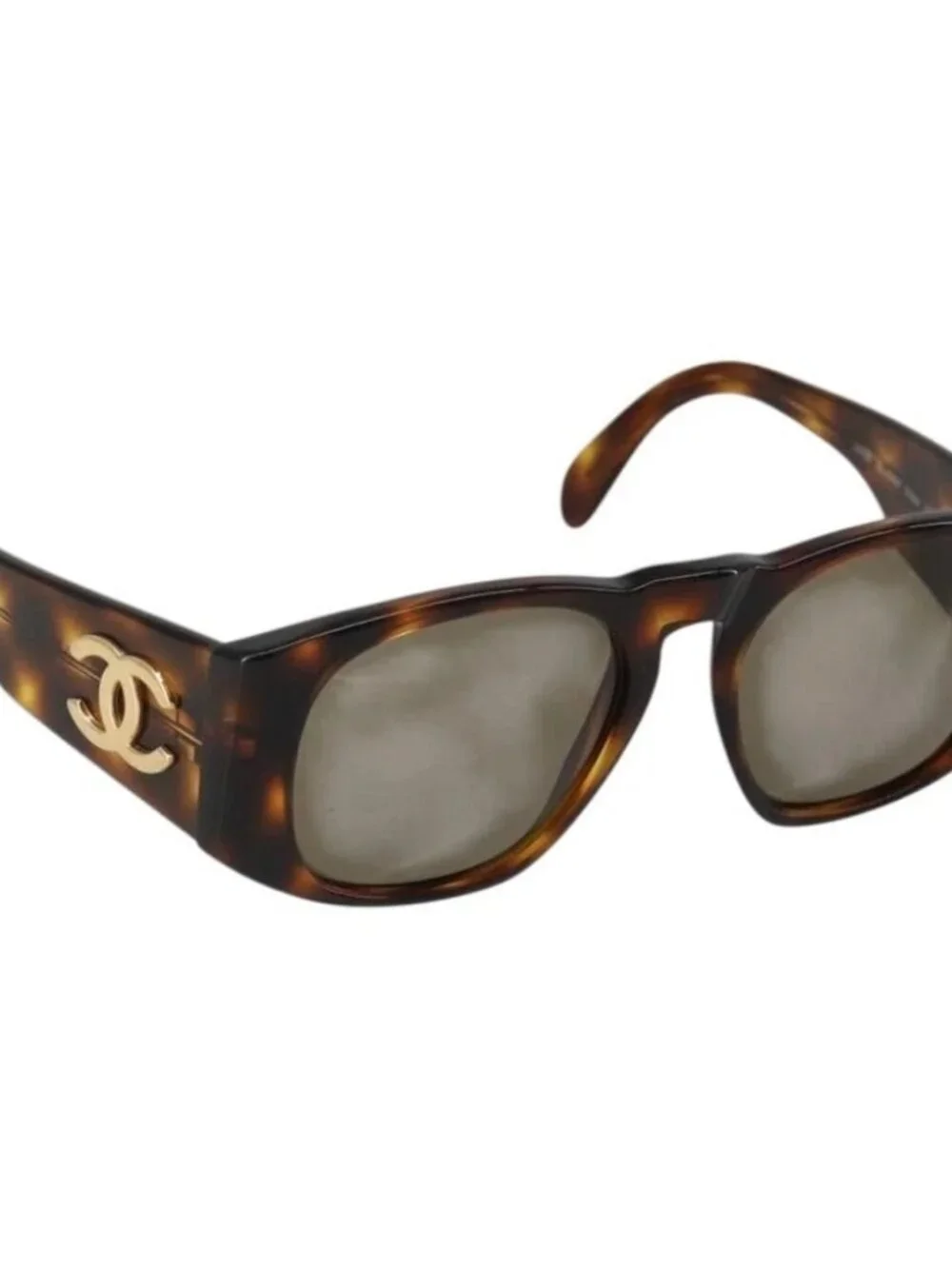 CHANEL COCO Mark Sunglasses plastic Brown CC Auth 186283